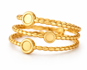 Anel 3 bolas Tri aço Inoxidável com Banho de ouro 2