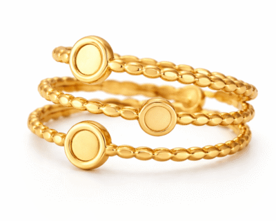 Anel 3 bolas Tri aço Inoxidável com Banho de ouro 2