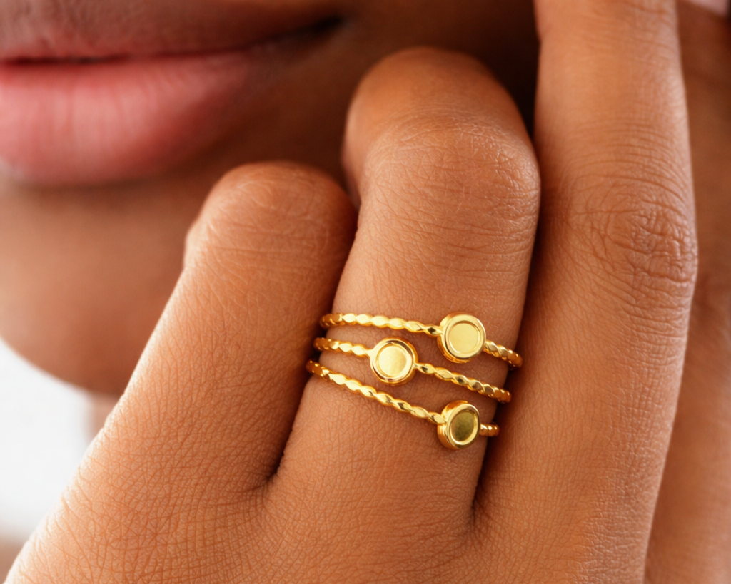 Anel 3 bolas Tri aço Inoxidável com Banho de ouro mulher