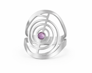 Anel Espiral com Pedra de Ametista