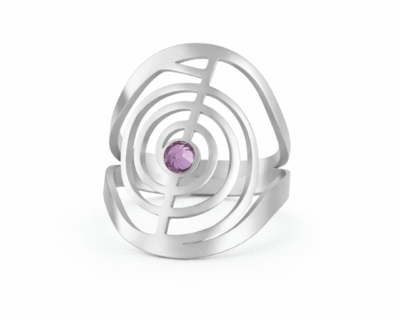 Anel Espiral com Pedra de Ametista