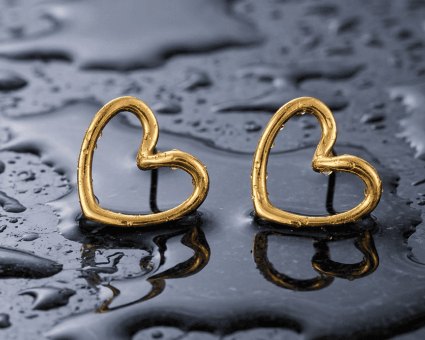 Brinco Dourado Coração Vazado Aço Inoxidável