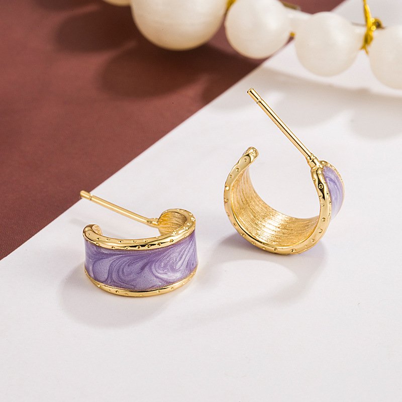 Brincos Lunéor Eslmate Roxo - Banho a Ouro 18k - Image 4