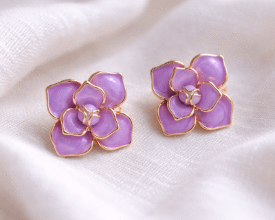 Brinco Koreano Flor Roxa Claironne