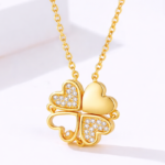 Colar coração trevo gold