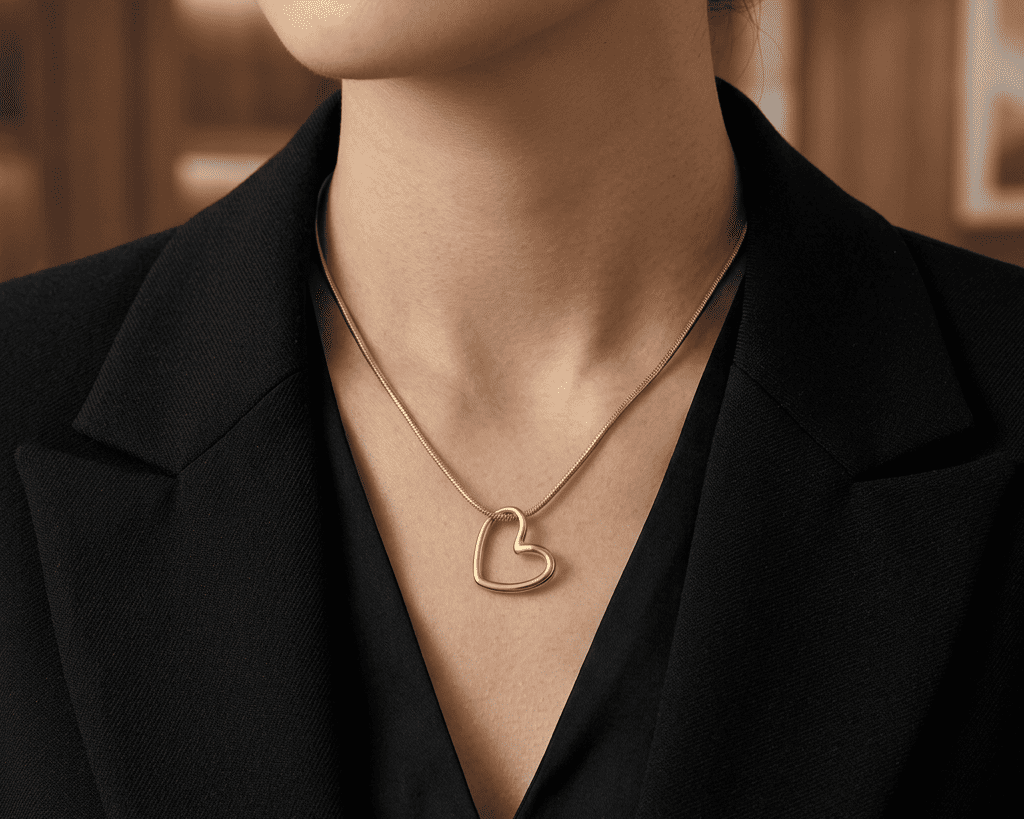 Colar coração vazado aço inoxidável mulher