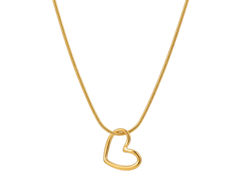 Colar coração vazado aço inoxidável