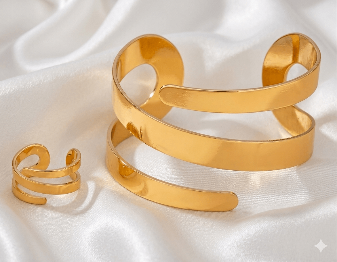 Bracelete e Anel Dorélys fundo branco