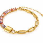 Pulseira Duaface aço inoxidavel cadeado