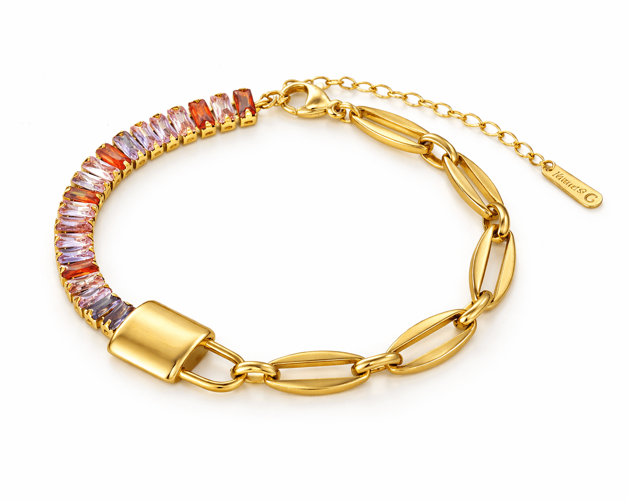 Pulseira Duaface aço inoxidavel cadeado