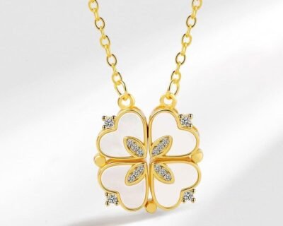 colar de trevo branco fechado