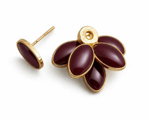 Brinco Floral Jasmim Banhado a Ouro BORDO