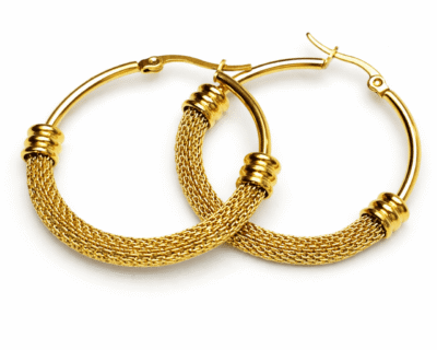 Brinco de argolas imperial douradas em aço inoxidável