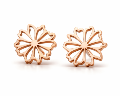 Brinco em Aço Inoxidável Flor Éclat Banho de Ouro 18k