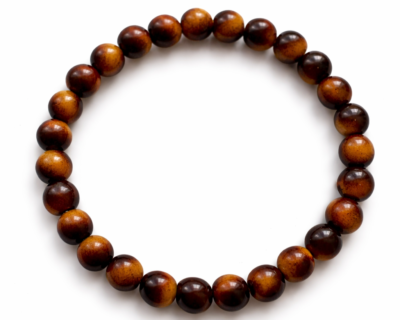 Pulseira Olho de Tigre em Vidro Castanha Contas Redondas