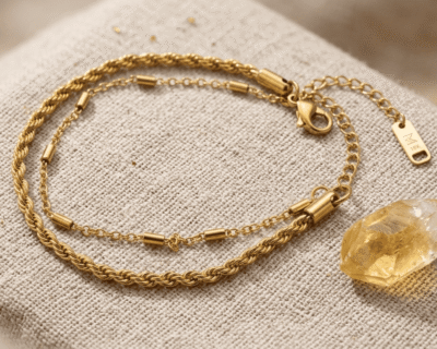 Pulseira em aço inoxidável Double Layer Été d'Or com Banho de Ouro