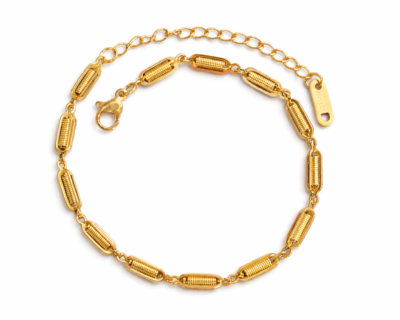 pulseira spring aço inoxidavel banho de ouro
